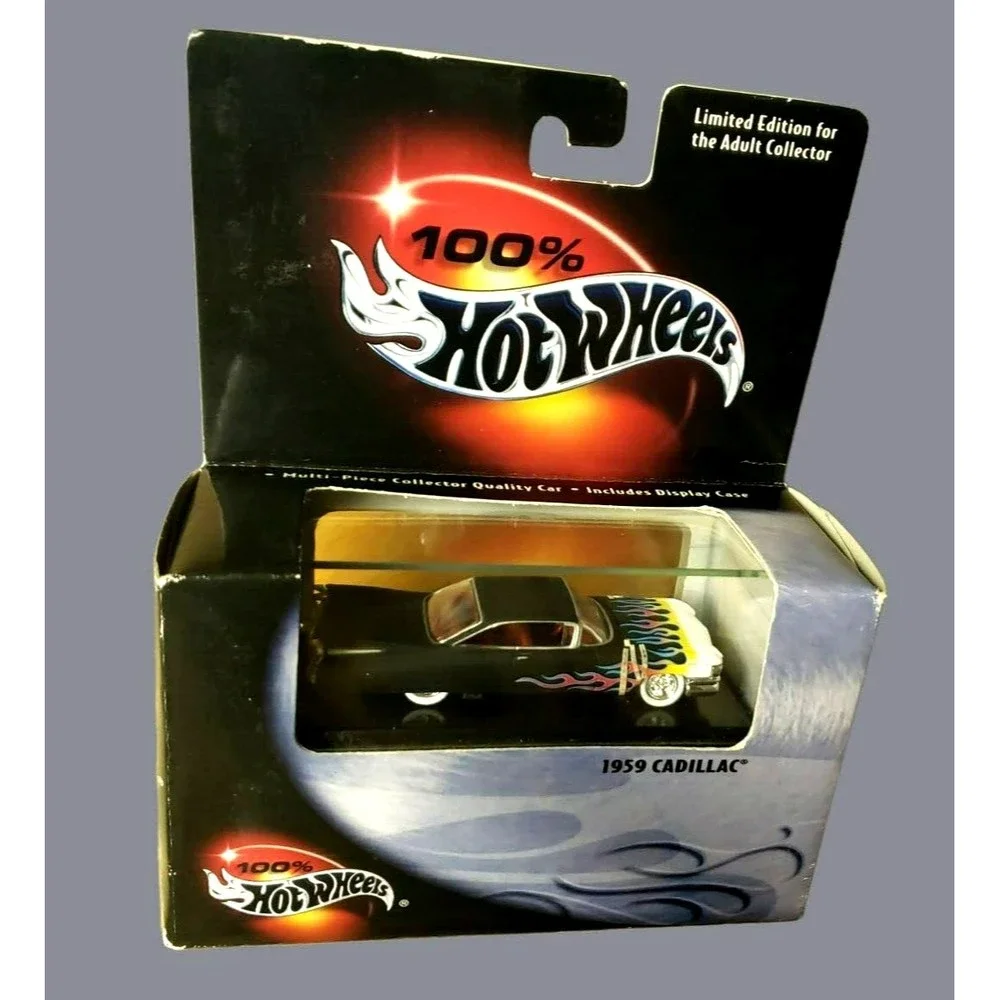 2000 Hot Wheels 100% 1959 Cadillac Black W/ Flames 1:64 MIB Limited Edition